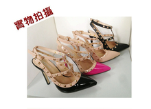 New 2104 Hot Women Pumps Ladies Sexy Pointed Toe High Heels Fashion Buckle Studded Stiletto High
