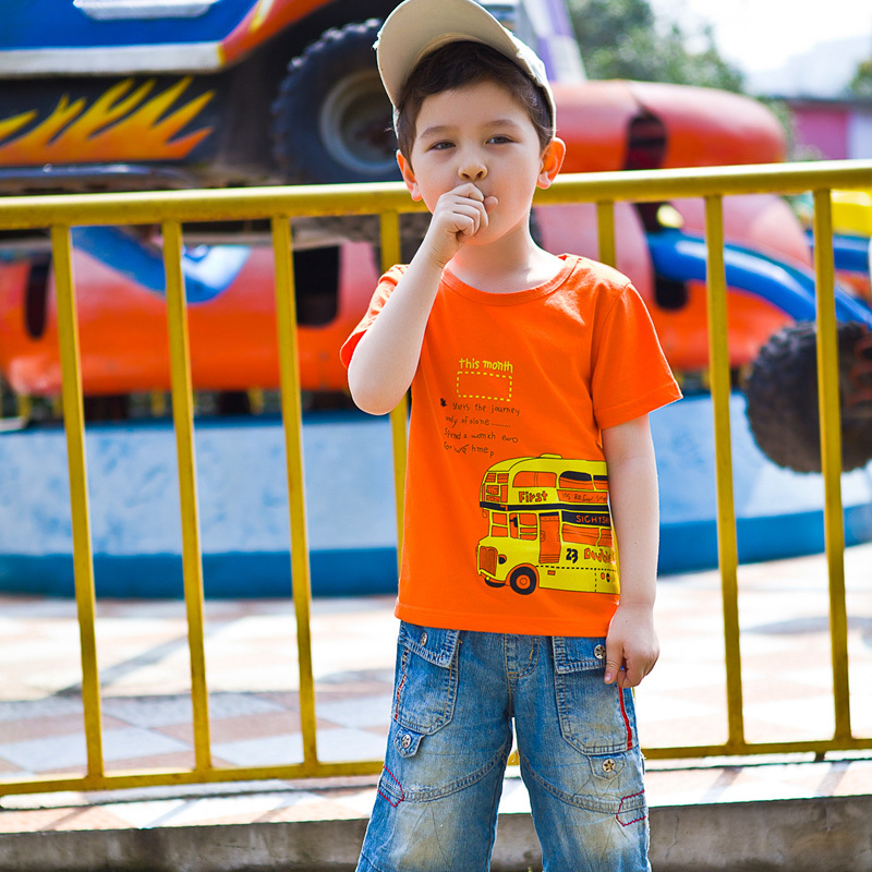 Retail Cotton Boys T shirts Summer Short Sleeve Childrens Kids Chothes Blouse Shirts