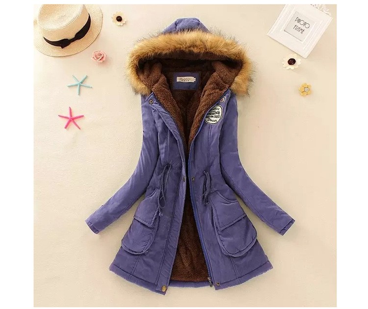 New Fashion Women Jacket Winter Warm Solid Hooded Coat Female Casual Slim Fur Collar Women Jacket And Coats Abrigos Mujer JT142 (12)