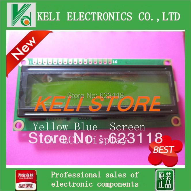 Free Shipping 1pcs LCD1602 LCD 1602 yellow screen with backlight LCD display 1602A 5v