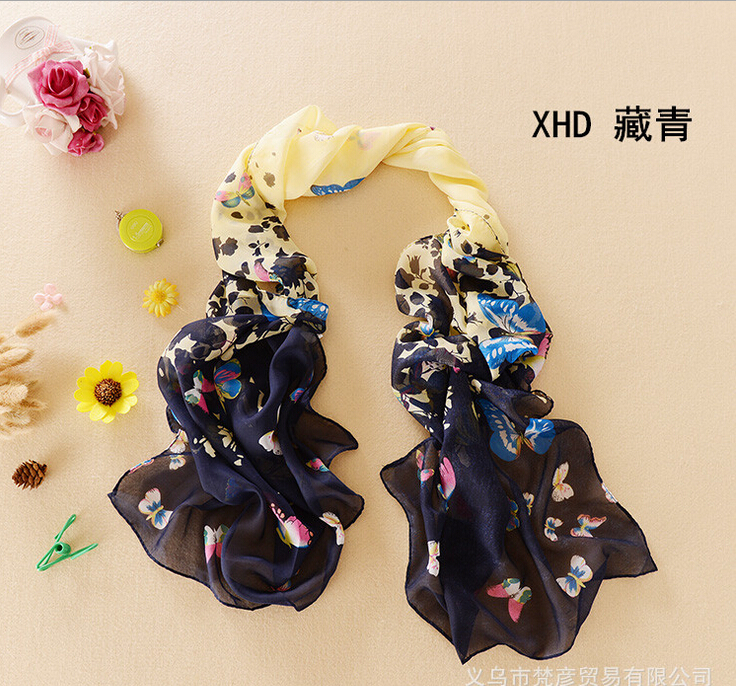 2015 new fashion style butterfly Scarves women s scarf long shawl spring silk pashmina chiffon beach