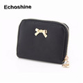 Women Bowknot Zipper Coin Purse Wearable Short Wallet Handbag Credit Card Photo Storage Case gift wholesale