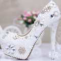 bridal shoes White Rhinestone Wedding Dress Shoe Match wedding Outfit Super High heel 14cm Party Nightclub
