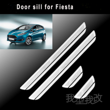 Free shipping 4PCS High quality stainless steel welcome pedal door sill strip door protection for 2012-2015 fiesta accessories