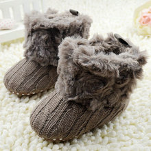Hot Baby Newborn Crochet/Knit Fleece Boots Toddler Girl Wool Snow Crib Shoes Booties Free Shipping