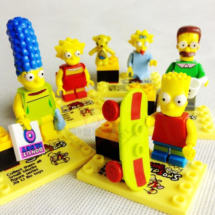 6pcs The Simpsons Family Series Anime Movie Building Blocks FOX Homer J.  Marge Bart Minifigures Toys Gifts Compatible With Lego