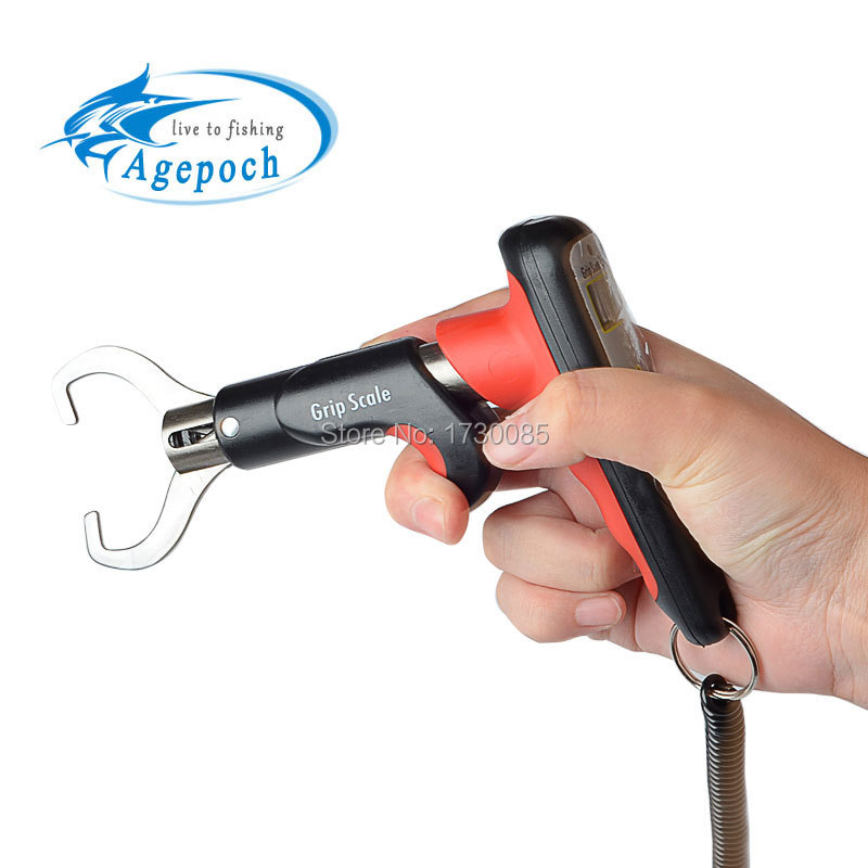 Agepoch Portable Stainless Steel Fish Lip Grip with Digital Scale Strong Professional For Fishing Gripper Trigger For Fisherman