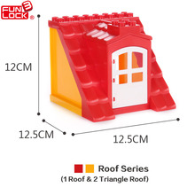 Funlock Duplo Модель Дом Строительные Блоки Двускатной Крышей С Окна Сборки DIY Развивающие Игрушки Для Детей (Красный)