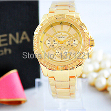 2015 Fashion Luxury Brand Geneva Quartz Gold Watch For Women Wristwatches Clock reloj montre relogio feminino