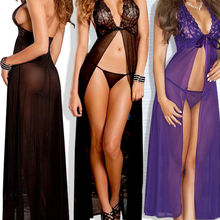 Laies Hot Sexy Lingerie Lace Dress Underwear Black Babydoll Sleepwear+G-string H
