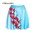 Hot Sale Women s Skirt red Goldfish Sky Blue Digital printed Wholesale Elegant Stretch High Waist