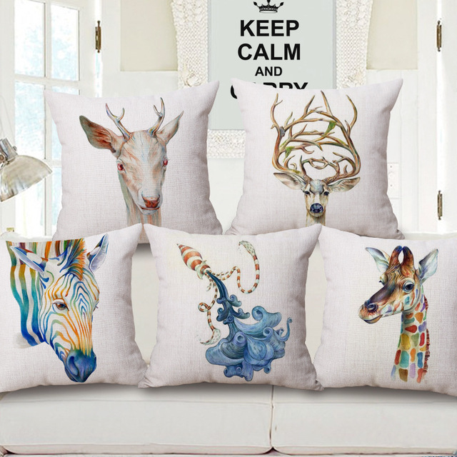 Акварель Животных Морской Жизни на Одной Стороне Печати Home Decor Диван Автокресло Декоративные Чехлы Наволочка Капа Almofada