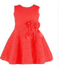 2015 new summer clothes baby girl clothes princess girls vest dress party dresses kids clothing hollow party costume for 2-8 yrs