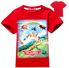 Retail 2015 100% Cotton boys girls top shirt dusty planes T-shirt children Clothes kids tees clothing blue/red colors