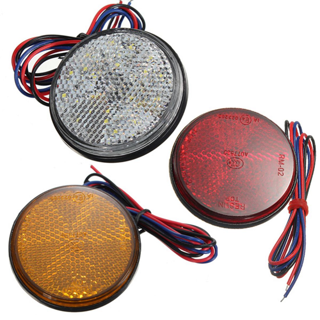 3 Colors LED Round Reflector Brake Stop Marker Light Indicator Taillights Truck Trailer Car Motorcycle High
