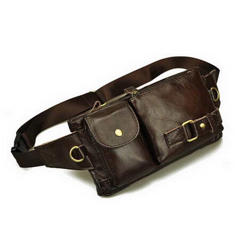 Vintage genuine leather waist packs fanny pack Fashion men messenger small bag for men Pocket ...