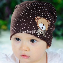 Hot New 2015 Spring Winter Newborn Baby Hat Boys Girls Polka Dot Crochet Bear Cute Kids