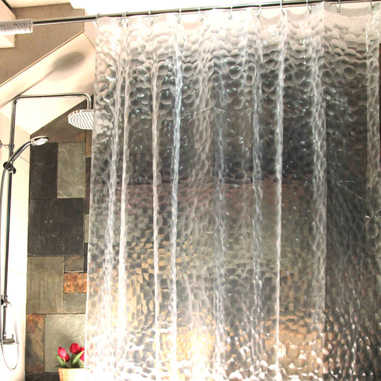 Free Shipping translucent bath curtain 3d Water Cube peva shower curtain waterproof with hook, 180*180cm/200*200cm