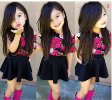 New 2016 brand summer kids baby girl clothing sets fashion Cotton short sleeve T-shirt and skirts girls clothes