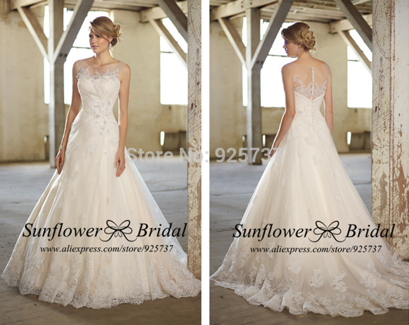 Illusion neckline ball gown wedding dress Illusion neckline ball gown wedding dress