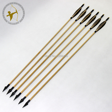 Free shipping 6 Pcs Hot Wood Shaft Hunting Arrows Archery Self Nocks Real Turkey Feather Fletching