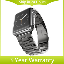 2016 Stainless Steel Watch Band for iWatch Apple Watch Bands Strap Link Bracelet Accessories 38mm 42mm Black Silver with adapter