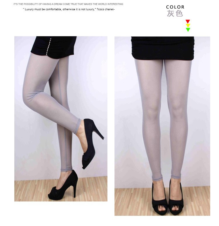 Manocean korean style Candy colors cotton thin middle waist soft solid translucent nine cents women leggings 102811 (27)