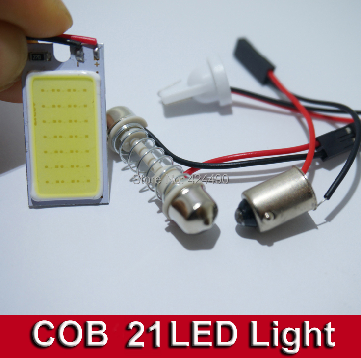 3.5W COB Chip 21 led LED Car Interior Light T10 Festoon Dome BA9S Adapter 12V,Wholesale Car Vehicle LED Panel Free shipping