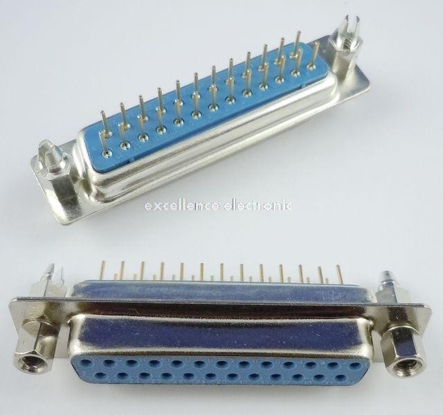 100Pcs D-SUB 25 Pin Straight Female Round Pin Adapter Connector Socket 2 Row