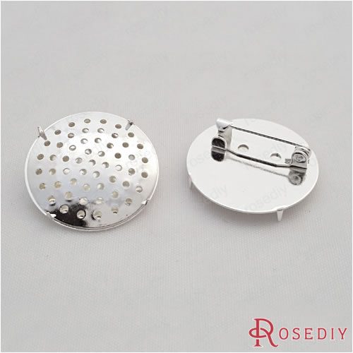 (29419)5PCS 25MM,Disk 24.5MM Silver Color Plated Brass Combination Brooch Base Diy Jewelry Findings Accessories wholesale