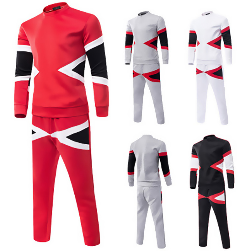 Men-s-Fashion-2015-New-Tracksuit-Casual-Patchwork-Men-Hoodies-pants-M-3XL-Red-White-Black