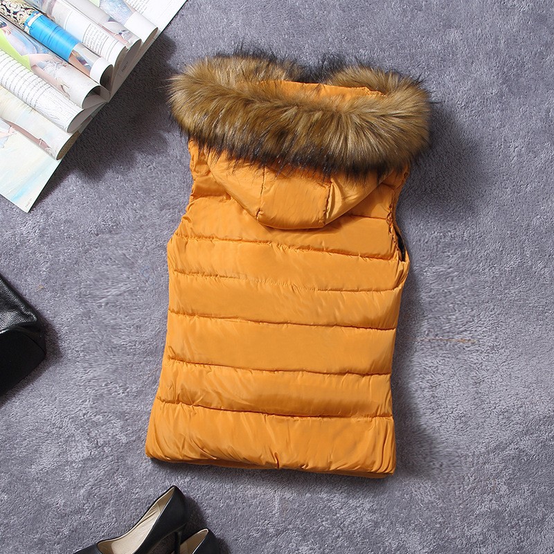 down vest with fur 0W0125 orange-1