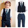 Gentleman Toddler Boy Clothing Wedding Clothes Children suit Kid Vest Shirt Pant Tie 3pcs set 2