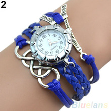 Vintage Eight Love Charm Leather Band Bracelet WristWatches 2DGV