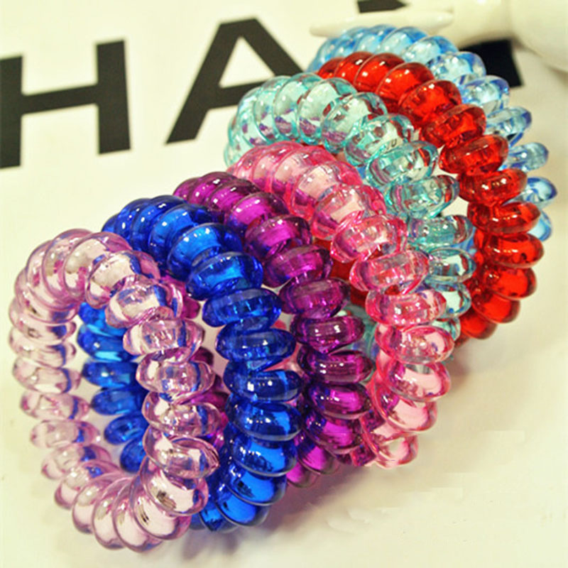Free Shipping 10Pcs lot Fashion Cute Candy Color Hair Jewelry Headbands Telephone Line Hair Rope For