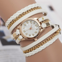 Súper ventas mujeres del reloj nueva trenza de moda Multilayer Wrap cuero del cuarzo cadena de reloj de vestir relojes casuales mujeres para mujer reloj