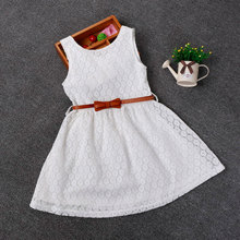 2-8 Years New Summer Lace Vest Girls Dress Baby Girl Princess Dress Chlidren Clothes Kids Party Clothing For Girls Free Belt