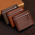 Carteira Masculina Brand Men Wallets Genuine Leather With PU Fashion Men Purses 3 Fold Zipper Male
