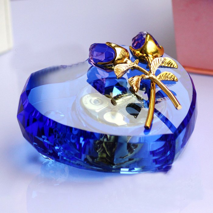 Heart shaped music box rose music box crystal birthday gift for