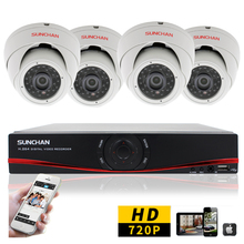 SUNCHAN CCTV Security 720P 1Megapixel 4CH AHD DVR Day Night IR Camera System High Definition Video Surveillance DIY Kit