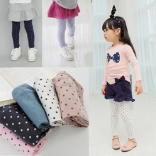 Kid Gilrs Pants Polka Dot Soft Leggings 2 8Y School Stretch Pants Trousers