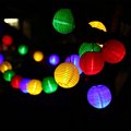 Lantern Solar String Lights Outdoor Globe Lights 30LED Warm White Multi Color Fabric Ball Christmas Lights