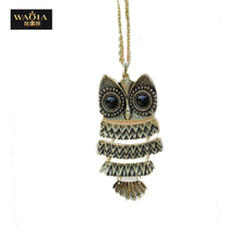 2015 New Fashion Korea Adorn Article Vintage Owl Pendants Necklace,Ancient the Owl Sweater Chain Jewelry Free Shipping