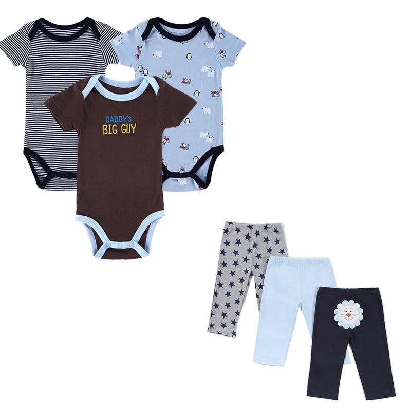 6 Pcslot 2016 Toddler Baby Clothing Sets Summer Outfits Baby\'s Sets Print Baby Romper Pants Lovley Boy Girl Baby Clothes Set (2)