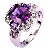Fashion Purple Jewelry Amethyst White Topaz 925 Silver Ring Size 7 8 9 10 Charming Women Party New Gift Wholesale Free Shipping