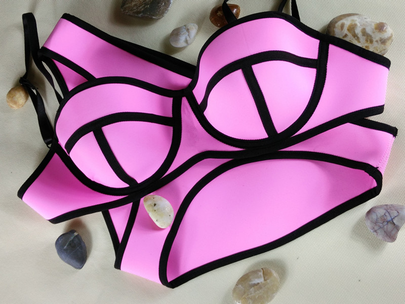 Swimwears Triangle Women's Fashion Neoprene Bikinis Woman New Summer 2015 Sexy Swimsuit Bath Suit Push Up Bikini set Bathsuit