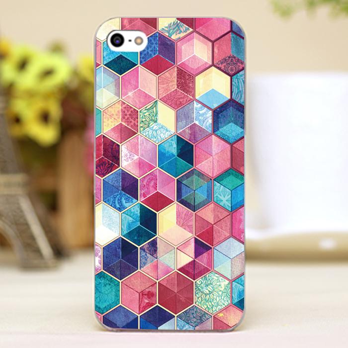 Topaz Ruby Crystal Honeycomb Cubes Design transparent font b case b font cover cell font b