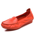 Spring Autumn 100 Real Cow Leather Women Comfortable Flats Candy Color High Quality Old Ladies Slip