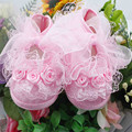2016 Baby Girls Toddler First Walkers Girl Pink Flowers Bowknot Lace Newborn Infant Soft Sole Crib
