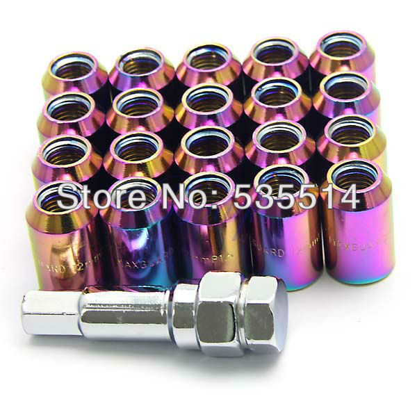 20pcs Rainbow Color Steel Tuner Lug Nuts Lugs for Wheels Rims M12x1.5